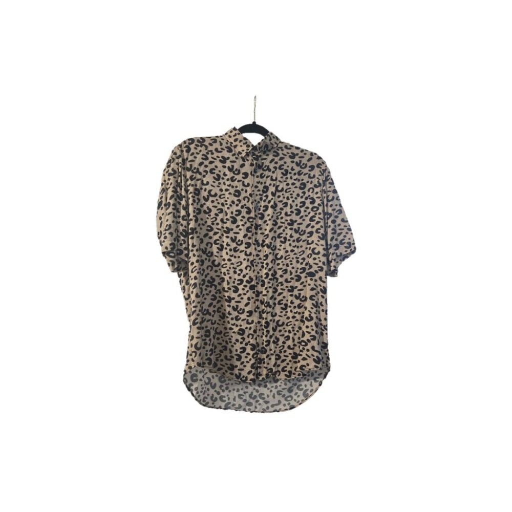 Alexander McQueen Men's Leopard Print Button Down Shirt Large